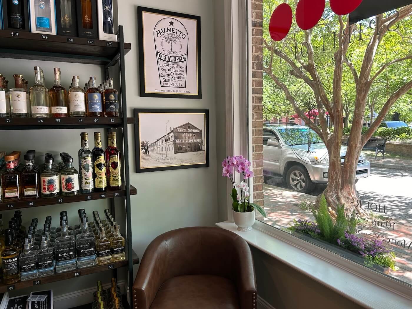 Seating area inside Mt. Pleasant Liquor Store